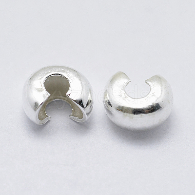 925 Sterling Silver Crimp Beads Cover STER-G027-27S-3mm-1