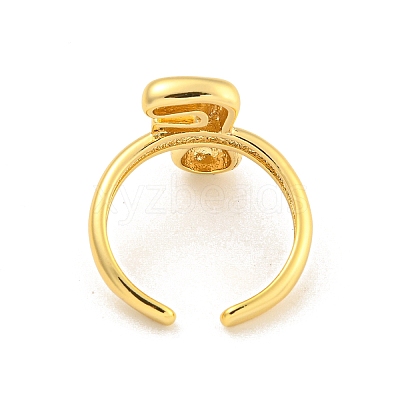 Brass Letter Open Cuff Rings for Women RJEW-G313-01F-G-1