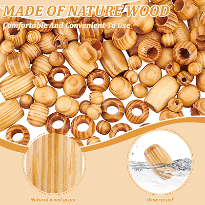 3 Styles Wood Beads WOOD-AN0001-02-1