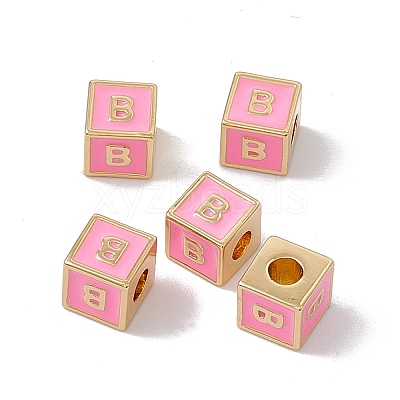 Rack Plating Brass Enamel Beads KK-B060-04G-05B-1