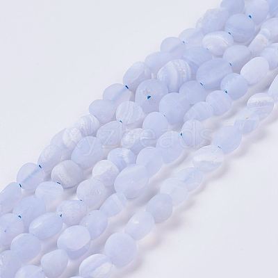 Natural Blue Lace Agate Beads Strands G-J374-10-1