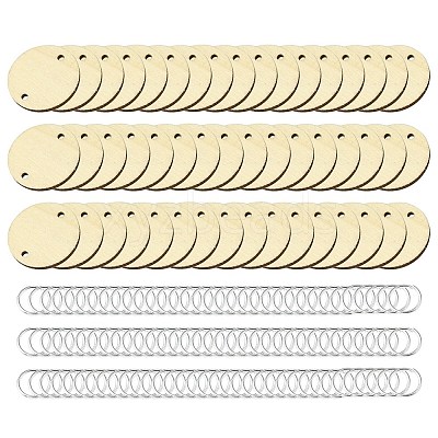50Pcs Undyed Unfinished Wood Connector Charms WOOD-FS0001-11-1