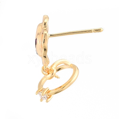 Brass Pave Colorful Cubic Zirconia Stud Earring Findings KK-N216-545-1