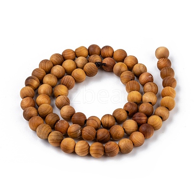 Natural Wood Beads Strand X-WOOD-F006-01-6mm-1