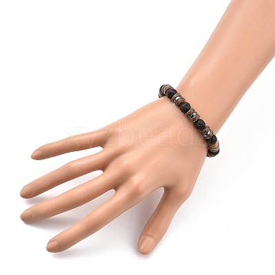 Natural Lava Rock Stretch Bracelets BJEW-JB05359-01-1