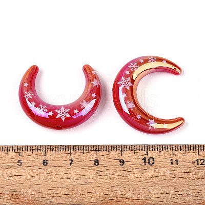 Christmas UV Plating Printed Opaque Acrylic Beads MACR-N018-07D-1