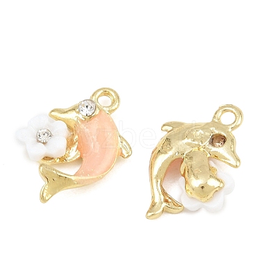 Alloy with Pink Enamel Pendants RB-CBA1FD3-22G-01-1