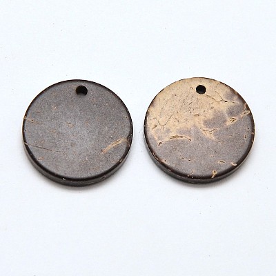 Wood Jewelry Findings Flat Round Coconut Pendants X-COCO-E001-10A-1