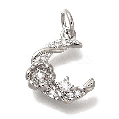 Rack Plating Brass Micro Pave Cubic Zirconia Charms KK-I720-61P-1