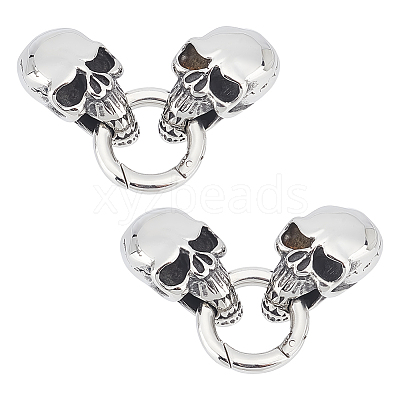 2 Sets Tibetan Style 304 Stainless Steel Spring Gate Rings STAS-UN0040-63-1