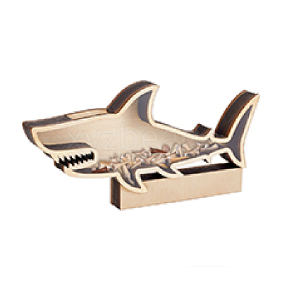 Shark Shape Wood Display Box DIY-WH0430-991-1