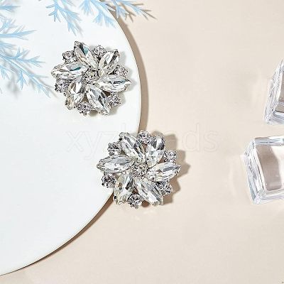 Alloy Rhinestone Shoe Clip Findings FIND-FG0001-02P-1