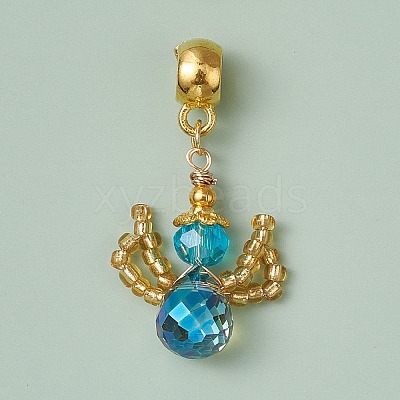 Glass Seed Beaded Woven European Dangle Charms PALLOY-MZ00356-1