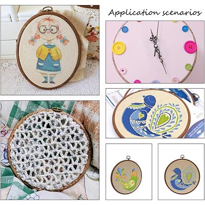 Rubber Imitation Wood/Plastic Cross Stitch Embroidered Frame DIY-NB0003-05-1
