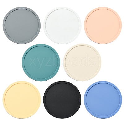 8 Pcs 8 Colors Silicone drainage insulation coaster with marble pattern ST-CJ0008-10-1