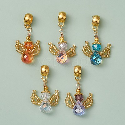 Glass Seed Beaded Woven European Dangle Charms PALLOY-MZ00356-1