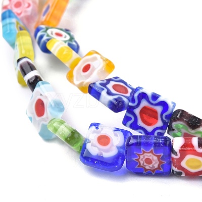 Square Handmade Millefiori Glass Beads X-LK-R004-52-1