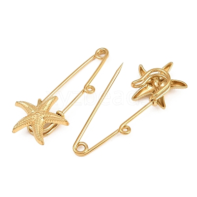 Starfish 304 Stainless Steel Safety Pins Brooch Findings SA-CBA098D-16C-G01-1