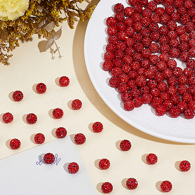 200Pcs Pave Disco Ball Beads RB-PA0001-11B-1