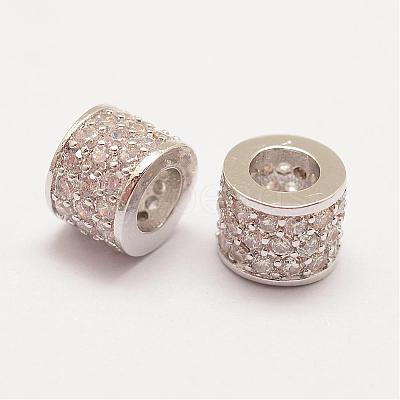 Brass Micro Pave Grade AAA Cubic Zirconia European Beads ZIRC-G090-54-NR-1