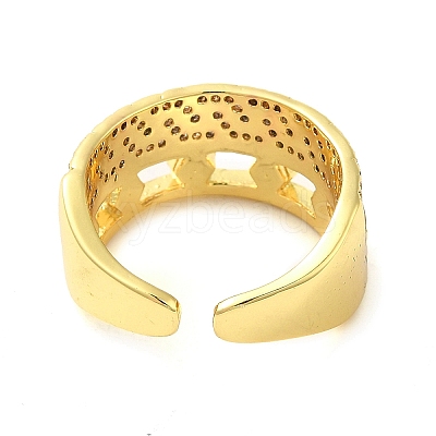 Brass Micro Pave Cubic Zirconia Cuff Rings RJEW-P102-15G-1