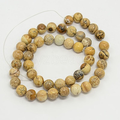 Picture Jasper Round Beads Strands G-GSR8mmC016-1