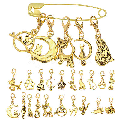 12Pcs 4 Styles Alloy Pendant Locking Stitch Markers HJEW-PH02471-1