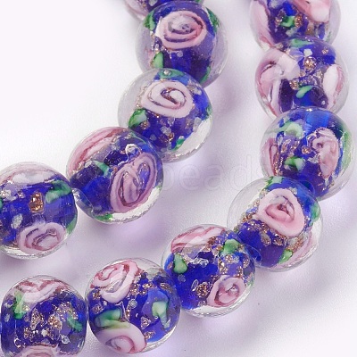 Handmade Gold Sand Lampwork Beads Strands LAMP-P051-D02-1