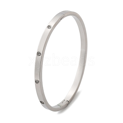 304 Stainless Steel Rhinestone Bangles for Women BJEW-Z092-05P-1