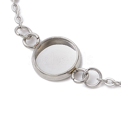 304 Stainless Steel Round Cabochon Setting Bracelets BJEW-JB11092-02-1