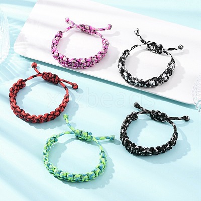 5Pcs 7 Inner Cores Polyester & Spandex Cord Braided Bracelets for Men Women BJEW-JB12571-1