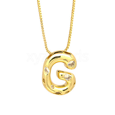 Brass Micro Pave Clear Cubic Zirconia Initial Pendant Necklaces FS-WGF17D9-12-1
