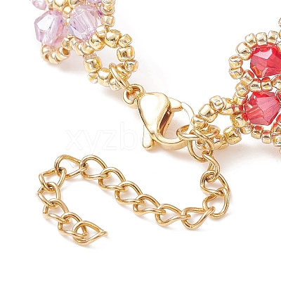 TOHO Japanese Seed Beaded Flower Link Chain Bracelet BJEW-MZ00040-1