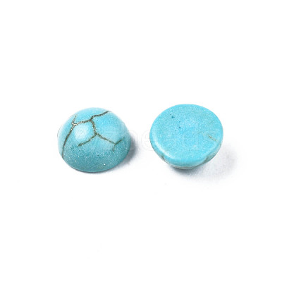 Craft Findings Dyed Synthetic Turquoise Gemstone Flat Back Dome Cabochons TURQ-S266-4mm-01-1