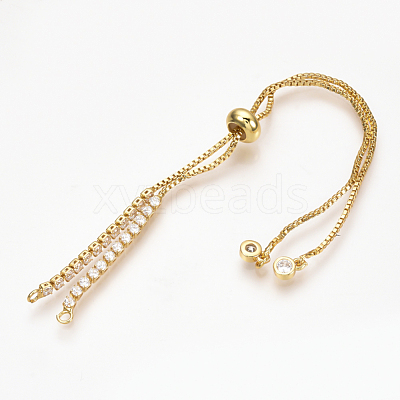 Adjustable Brass Micro Pave Cubic Zirconia Chain Bracelet Making ZIRC-T004-39G-1