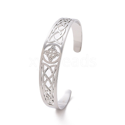 Non-Tarnish 304 Stainless Steel Cuff Bangles BJEW-M234-02P-1