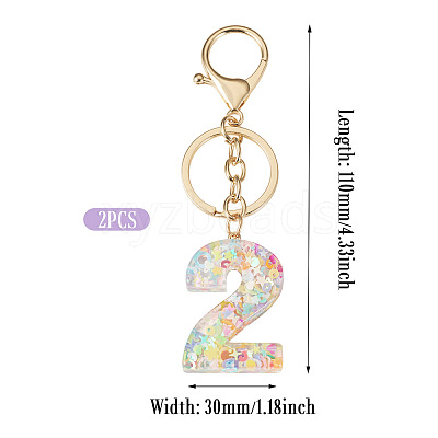 Number 2 Transparent Resin Keychains KEYC-TADJ0001-10B-1