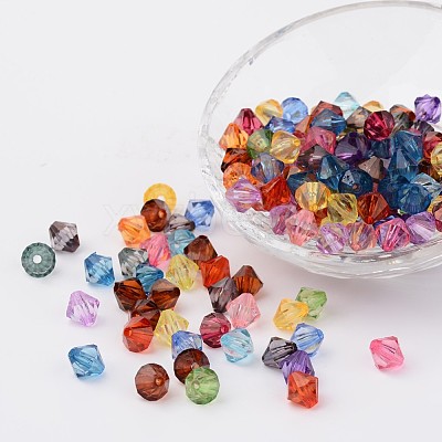 Faceted Bicone Transparent Acrylic Beads DBB16MM-1