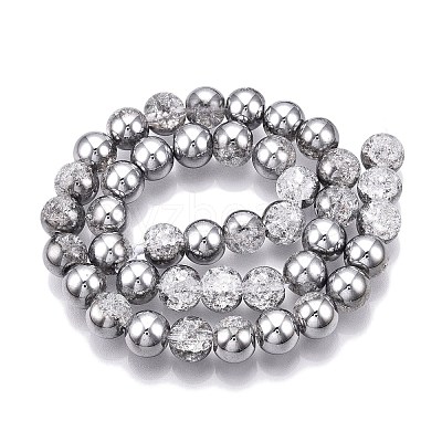 Electroplated Crackle Glass Beads Strands EGLA-N014-10mm-03-1