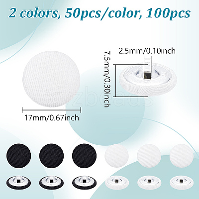 100Pcs 2 Colors 1-Hole Cloth Buttons DIY-NB0014-37-1