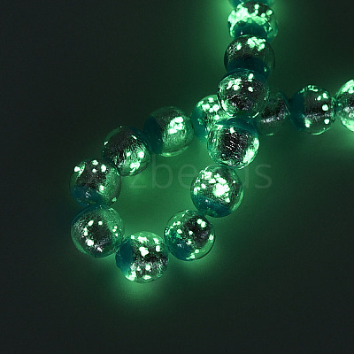 Luminous Handmade Lampwork Silver Foil Beads Strand FOIL-N029-03C-1
