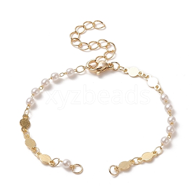 Brass Flat Round Link Chain Bracelet Making AJEW-JB01150-03-1