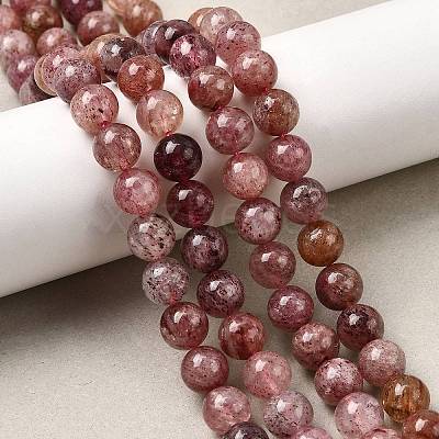 Natural Strawberry Quartz Beads Strands G-J373-16-8mm-1