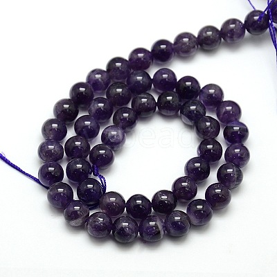 Natural Amethyst Round Bead Strands G-L170-8mm-01-1