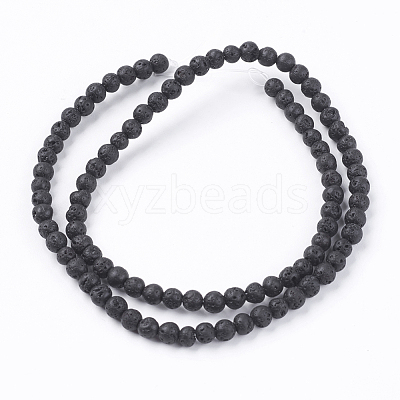 Natural Lava Rock Stone Bead Strands X-G-R193-18-4mm-1