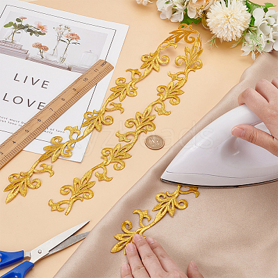 1M Iron on/Sew on Embroidery Floral Polyester Hollow Lace Ribbons OCOR-WH0085-51B-1