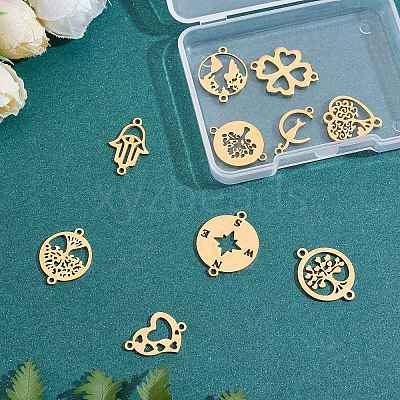 12Pcs 12 Styles 201 & 304 Stainless Steel Connector Charms STAS-SZ0002-57-1