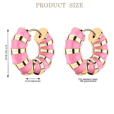 Enamel Striped Thick Hoop Earrings JE1110H-1