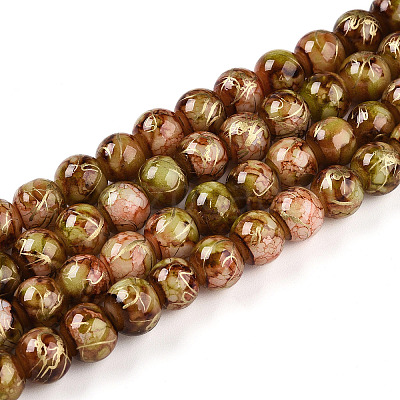Baking Paint Glass Beads Strands DGLA-N003-6mm-BM-1