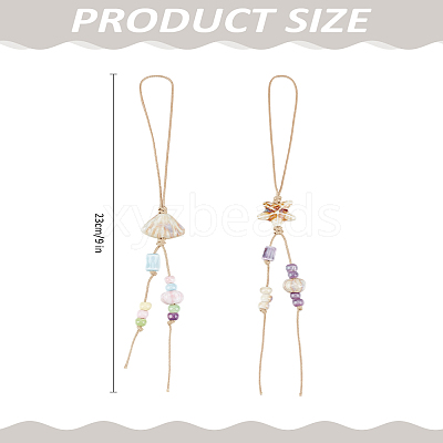 2Pcs 2 Styles Porcelain Bead Mobile Straps HJEW-LP0001-83-1